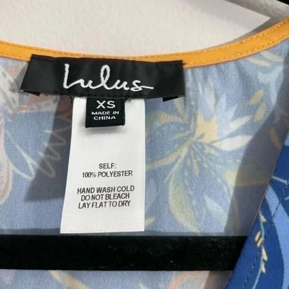 Lulus Atlantis Blue and Yellow Print Wrap Midi Dress XS - Picture 8 of 8
